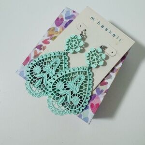 M. Haskell Mint Green Lace Earrings